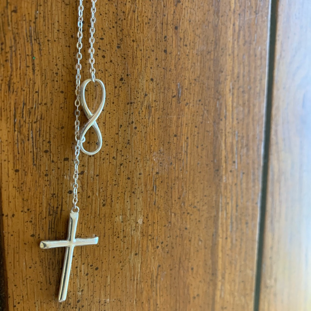 925Sterling Silver cross & infinity sign necklace